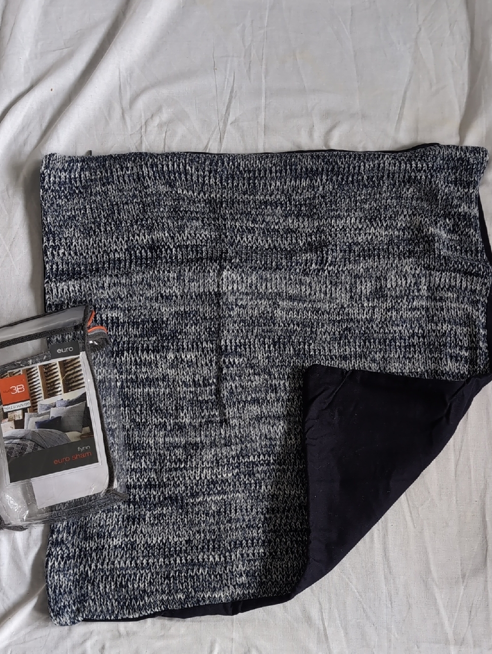 Studio 3B By Kyle Schuneman Navy and White Knit Euro Sham - 1